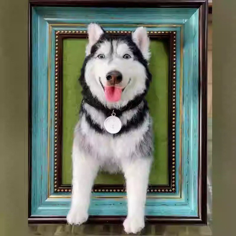 crafting framed dog portrait