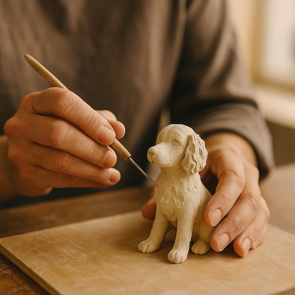 artist sculpting pet figure