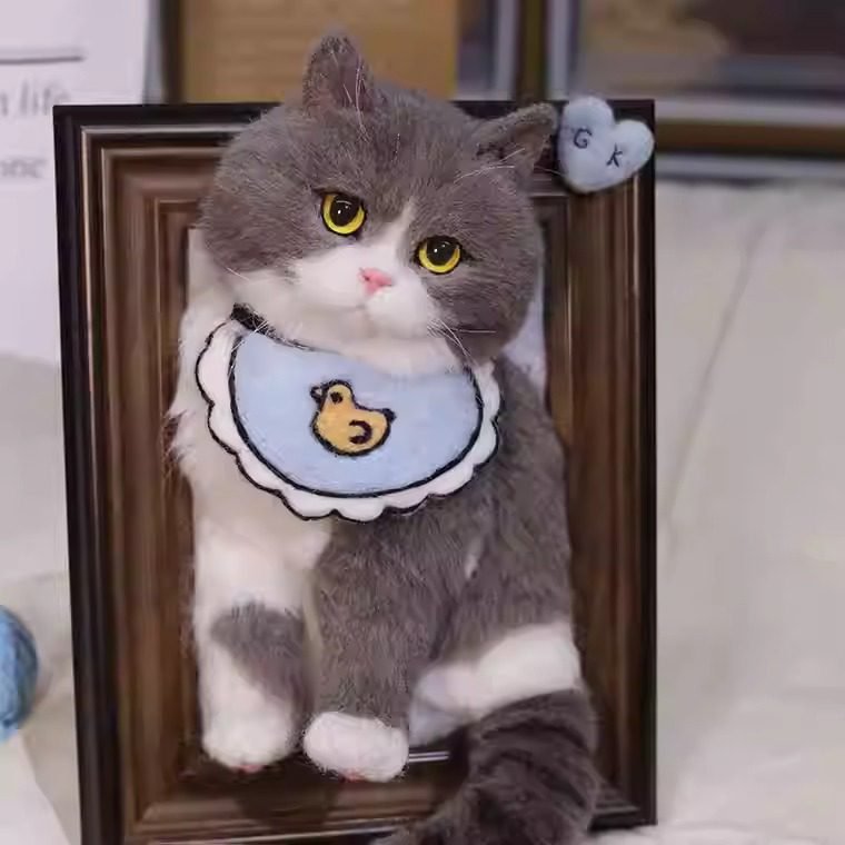Custom Wool Felt Pet Portrait in Frame