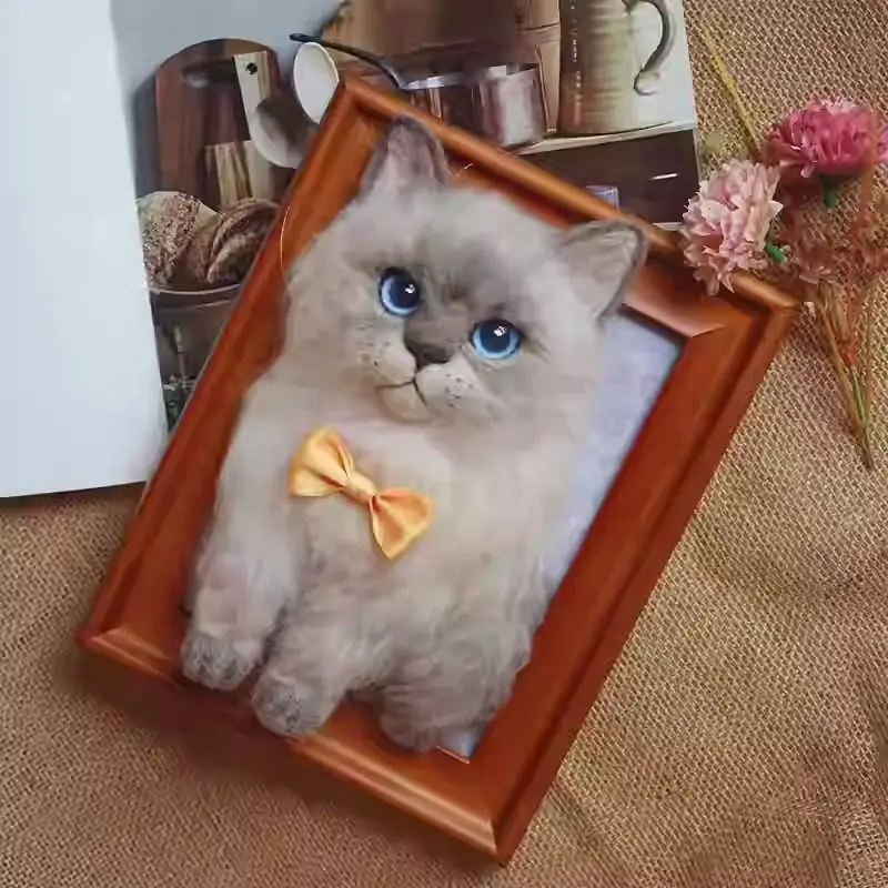 Custom Wool Felt Pet Portrait in Frame