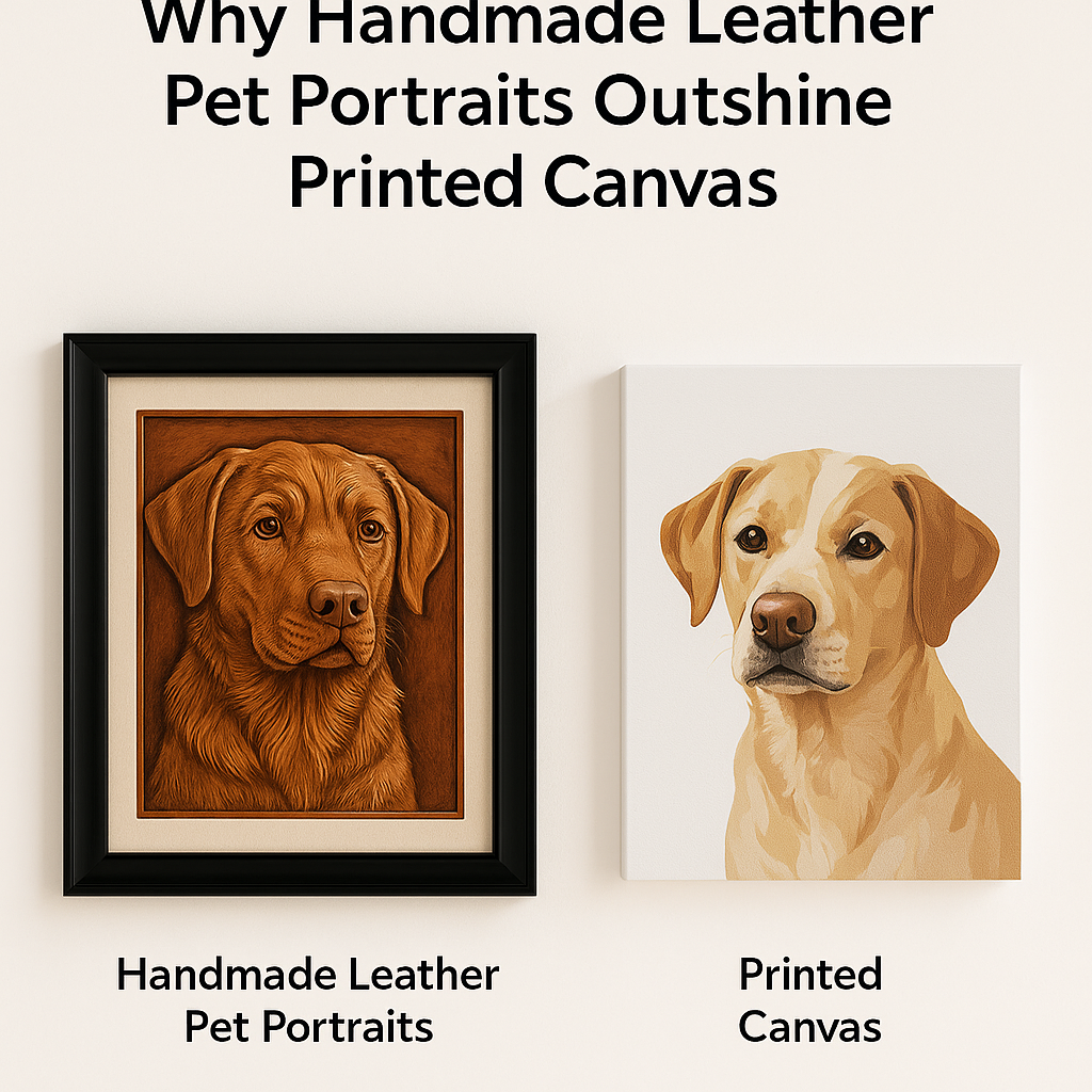 Why Handmade Leather Pet Portraits Outshine Printed Canvas