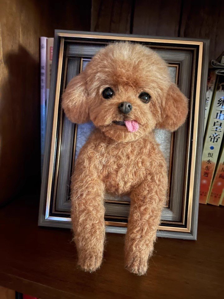 Custom Wool Felt Pet Portrait in Frame