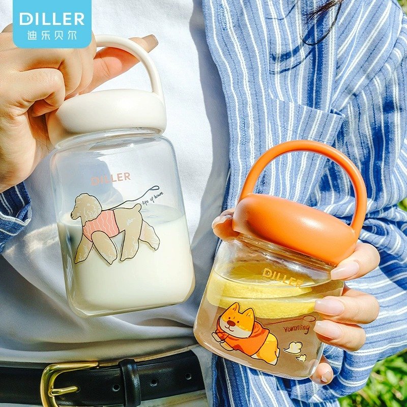 Leak-Proof Cartoon Glass Water Bottle