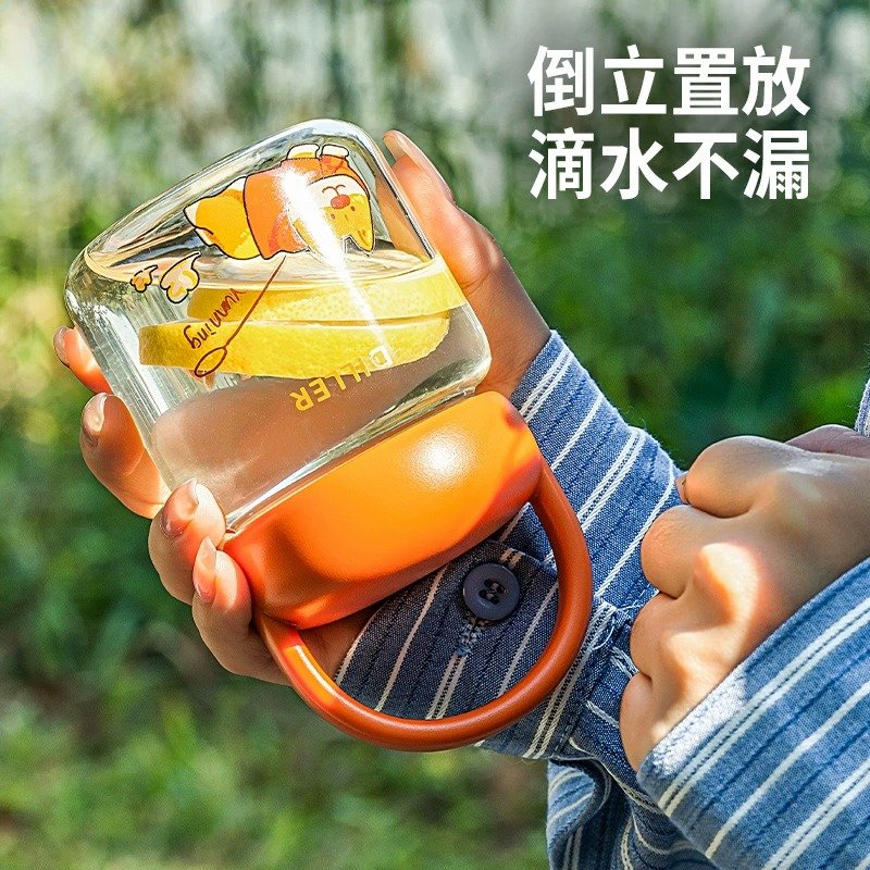Leak-Proof Cartoon Glass Water Bottle