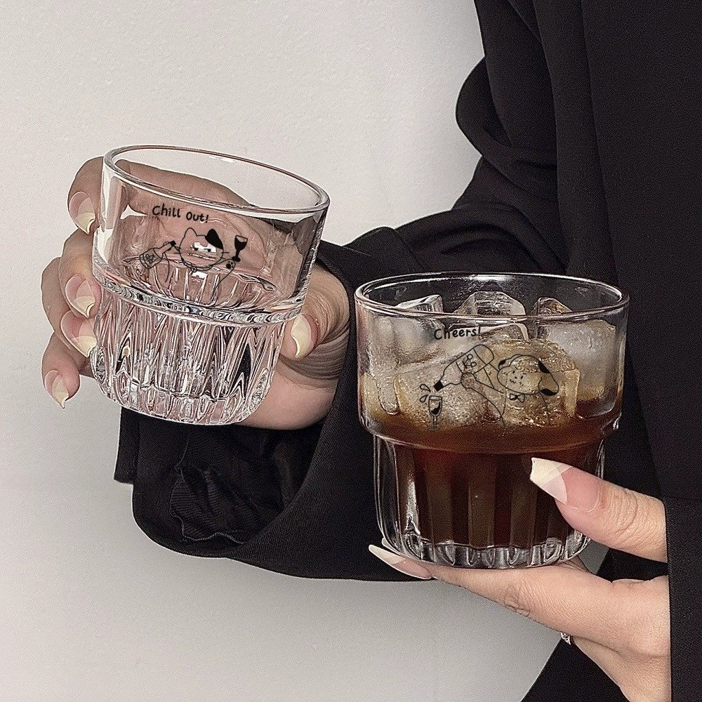 Cartoon Pet Whiskey Glass | Chill Out Dog & Cat Glass Cup for Coffee & Cocktails